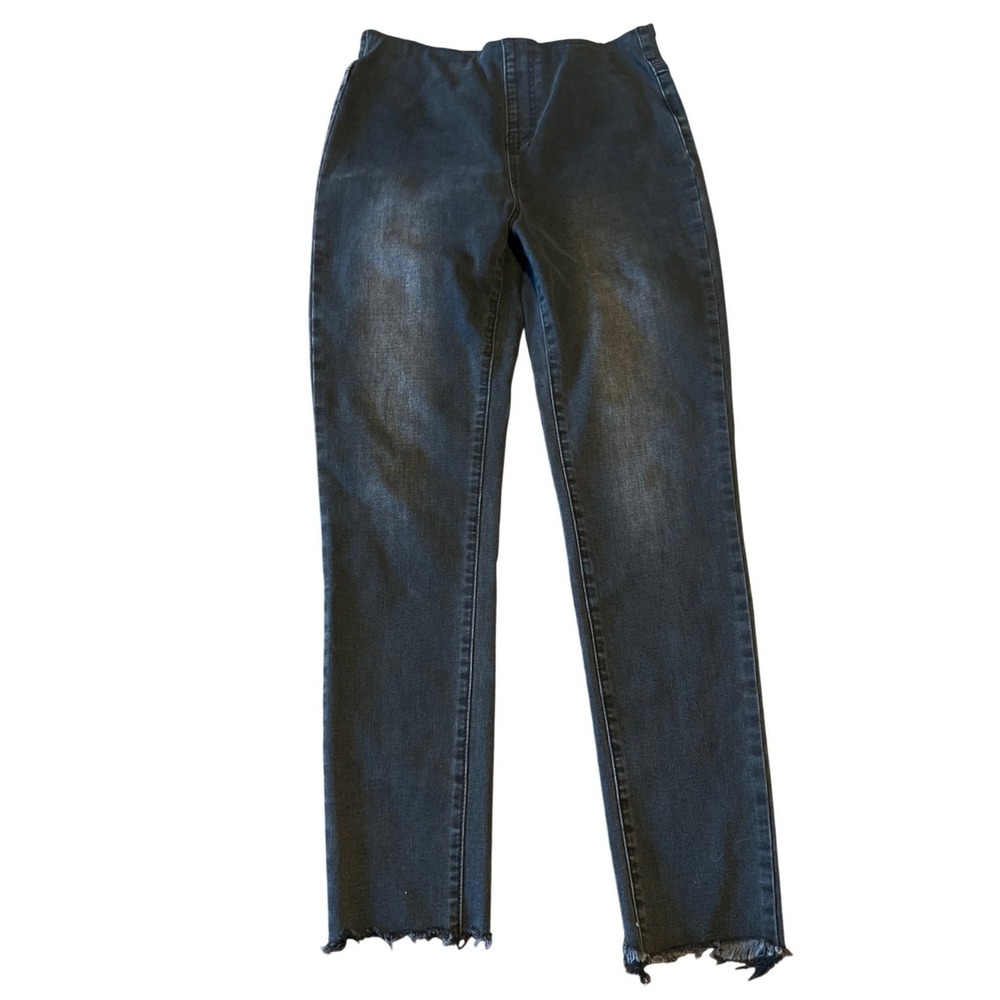 Risen‎ Medium Size Raw Hem High Rise Black Pull On Skinny Jeans